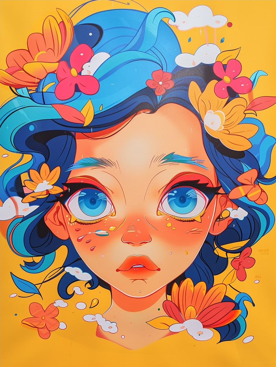 Vibrant Neon Anime Portrait