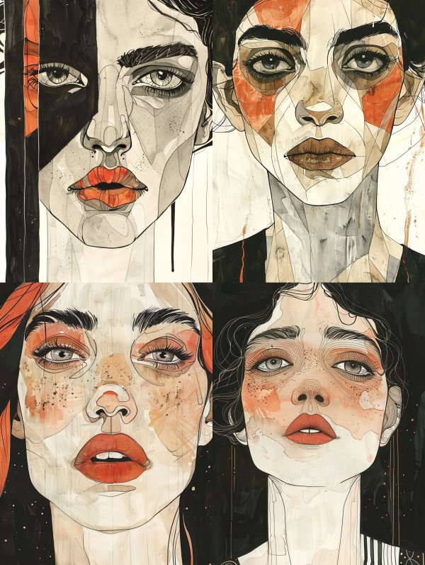 Fragmented Ink Portrait Study