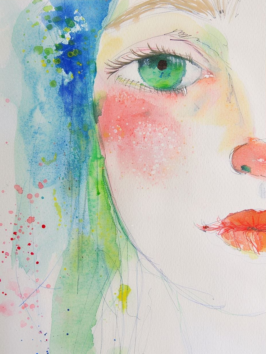 Prismatic Watercolor Dream Portrait