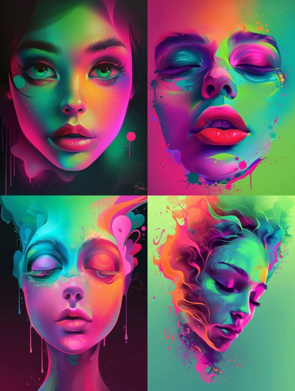 Neon Prism Ethereal Portrait
