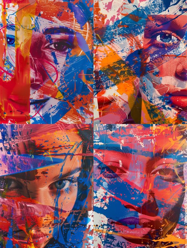 Fragmented Neon Portrait Chaos