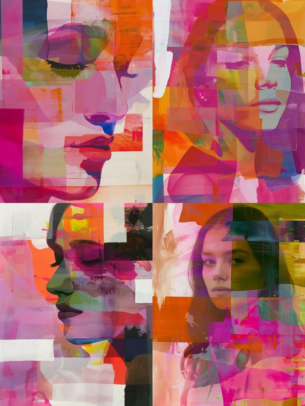 Abstract Neon Prism Portrait