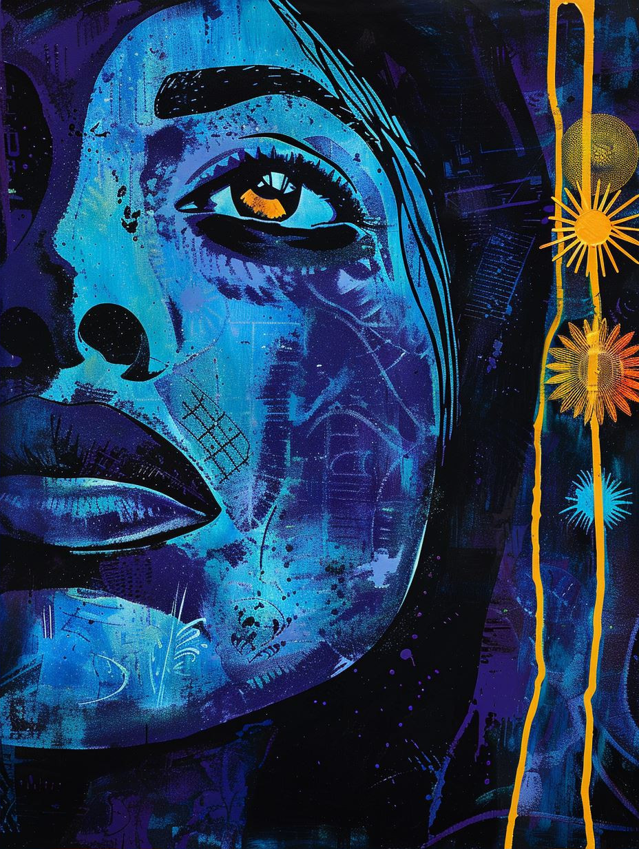 Electric Azure Cosmic Portrait