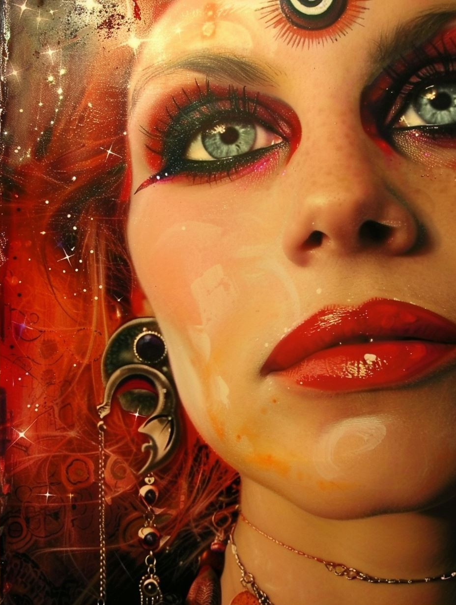 Ethereal Crimson Gaze Portrait