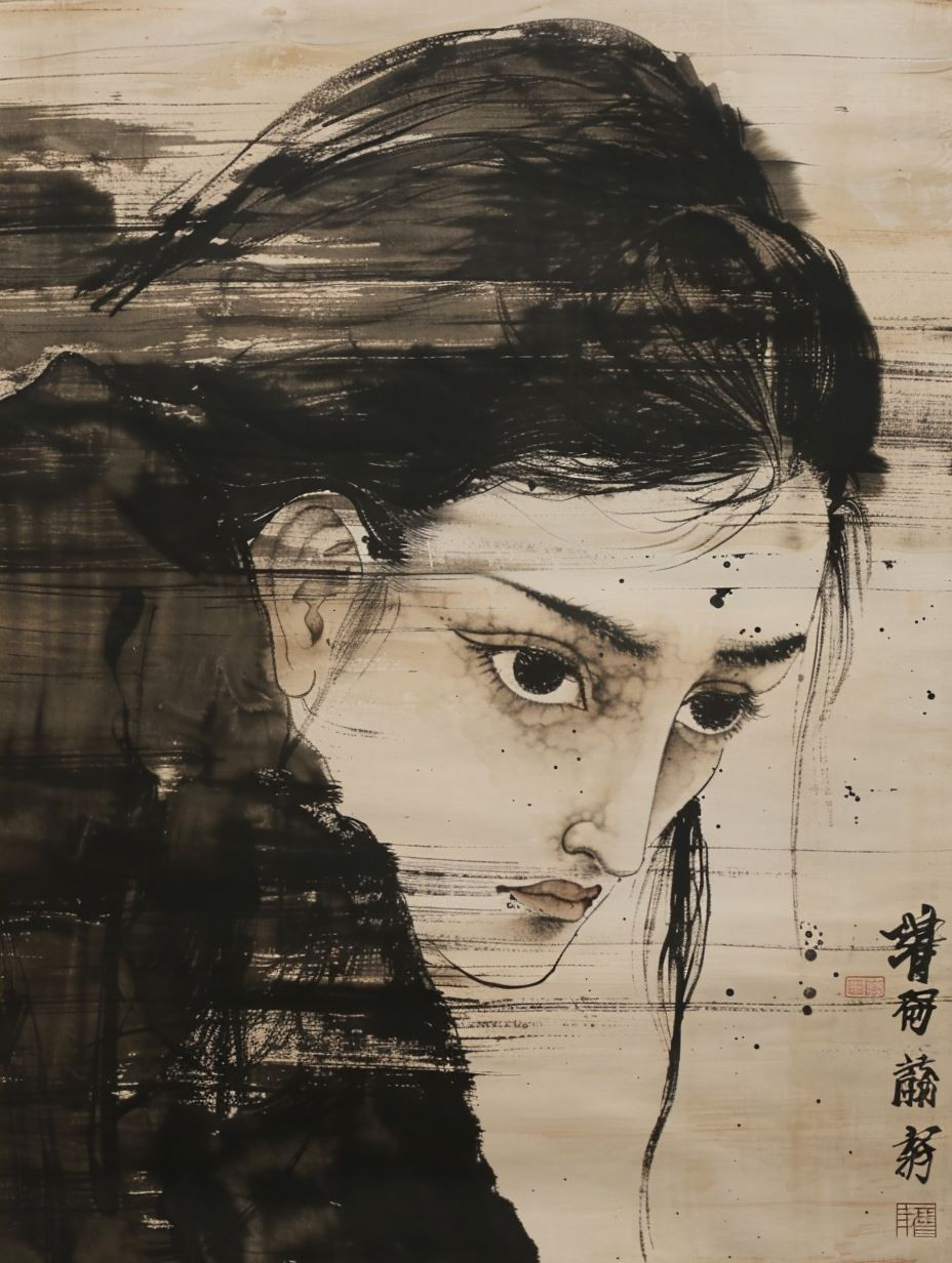 Ink Wash Ethereal Portrait