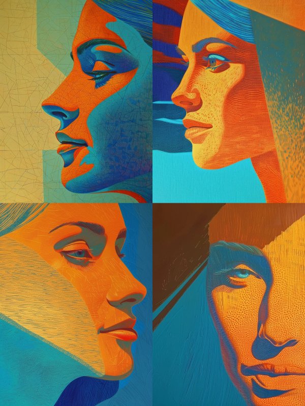 Vibrant Fragmented Portrait Study