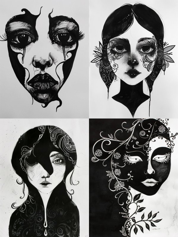 Melancholy Ink Void Portrait