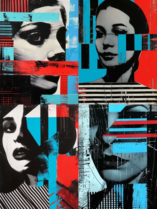 Fragmented Gaze in Neon Contrast