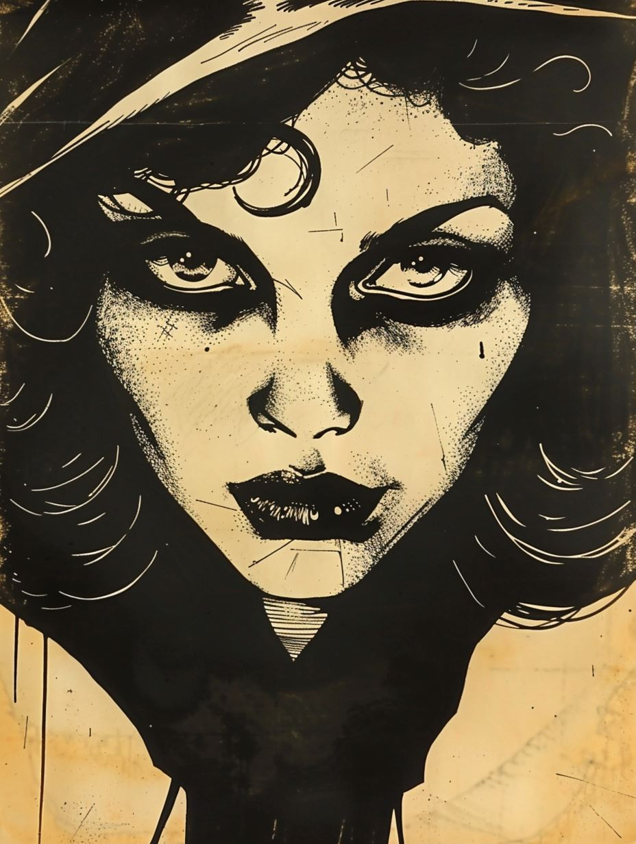 Noir Gothic Ink Portrait - Image 1