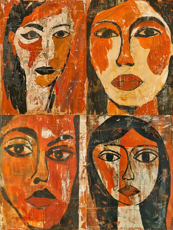 Abstract Fragmented Portrait in Ochre