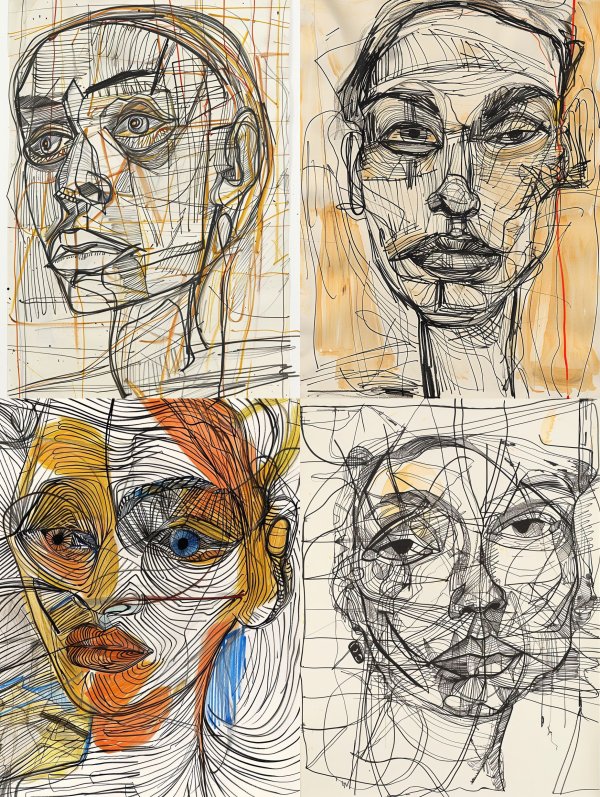 Fragmented Linear Portrait Studies