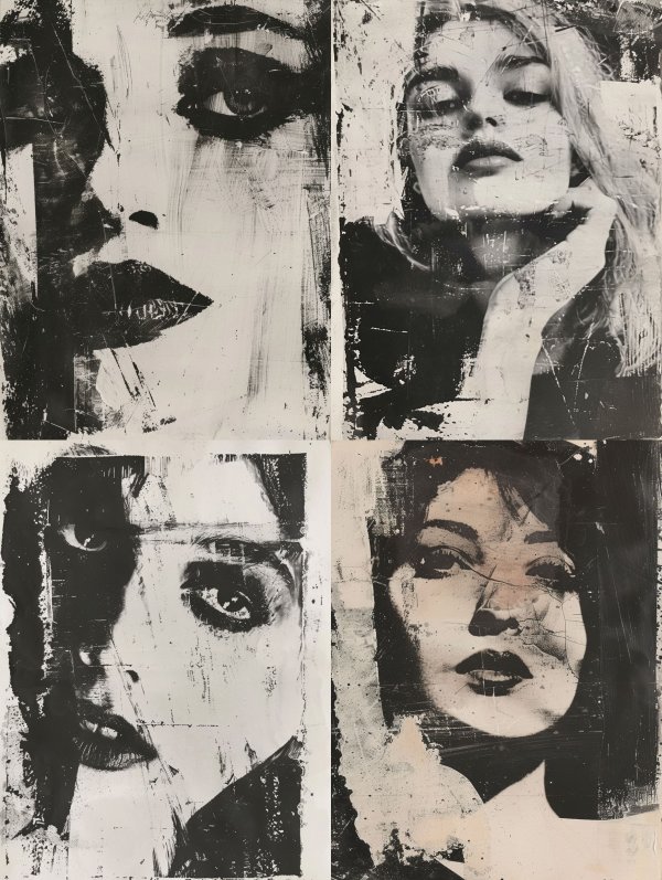 Abstract Noir Fragmented Portrait