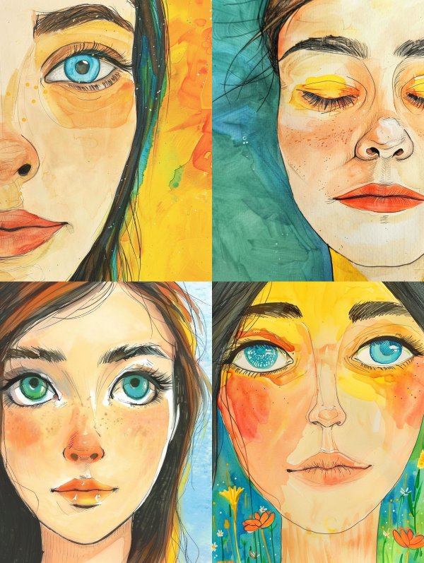 Ethereal Gaze Watercolor Portraits