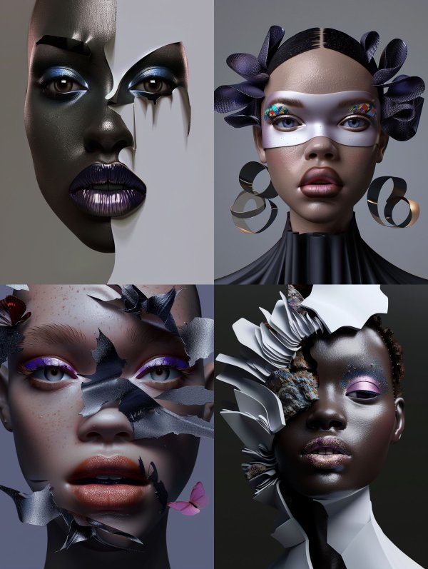 Fragmented Obsidian Beauty Portrait