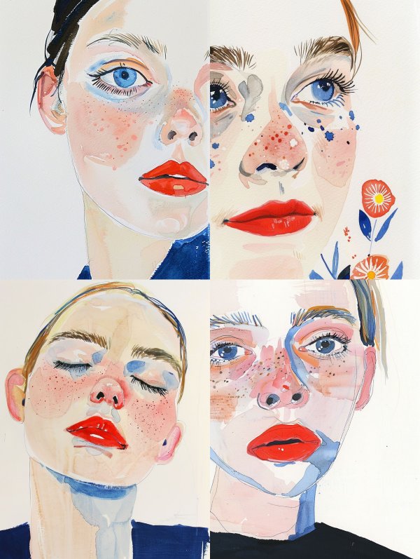 Azure Gaze Watercolor