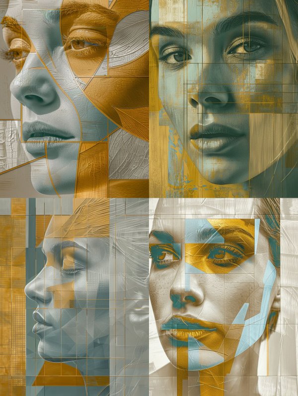 Fragmented Portraits in Ochre Tones