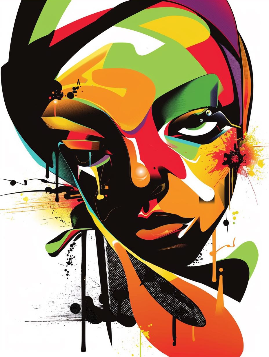 Vibrant Geometric Pop Art Portrait