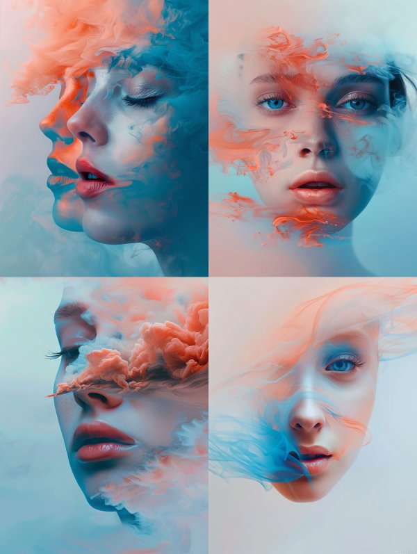 Ethereal Smoke Portrait Fusion