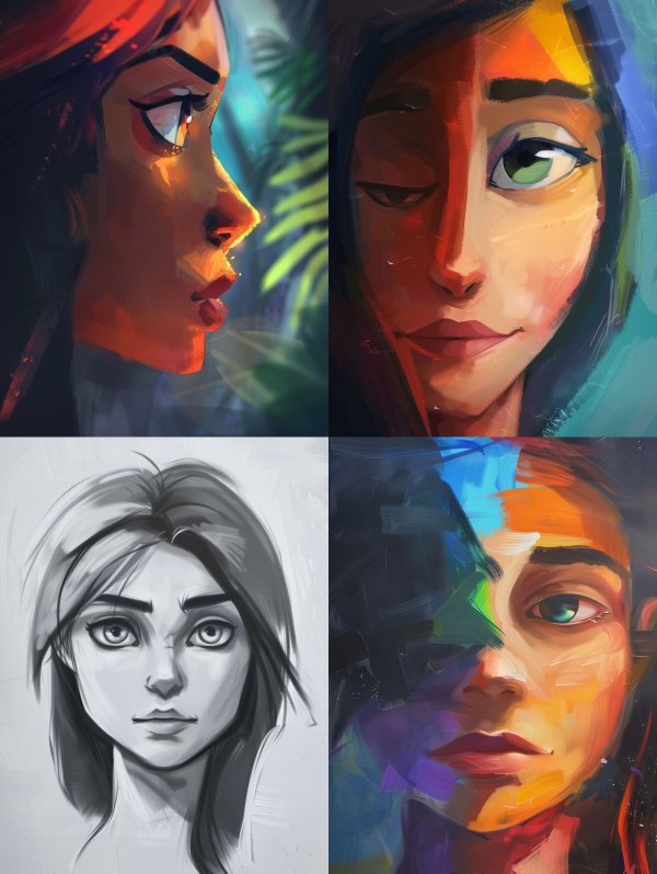 Vibrant Digital Portrait Studies