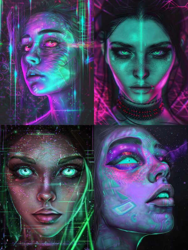 Neon Cybernetic Dream Portrait