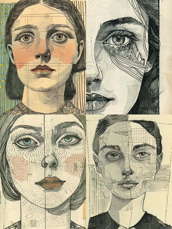 Vintage Halftone Portrait Study