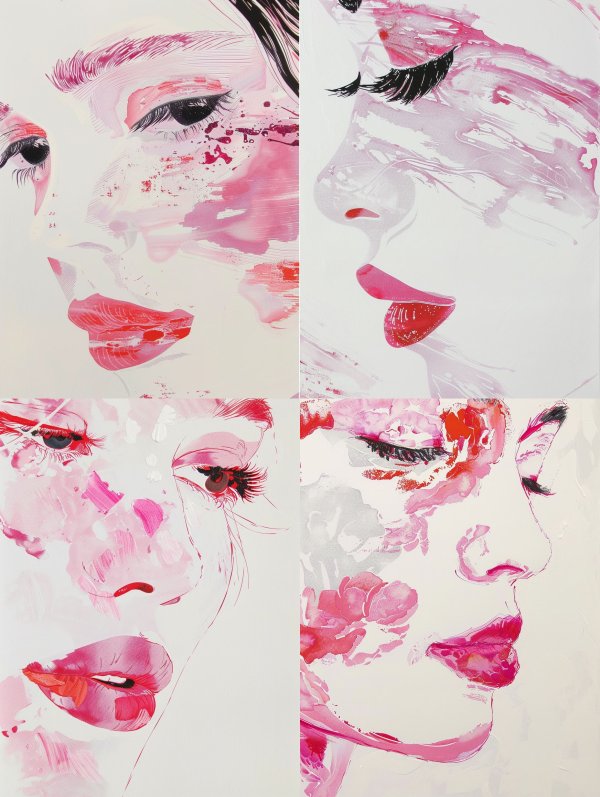 Abstract Pink Ink Portraiture