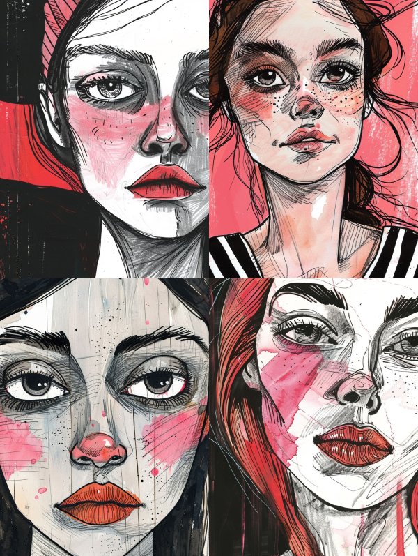 Crimson Ink Portrait
