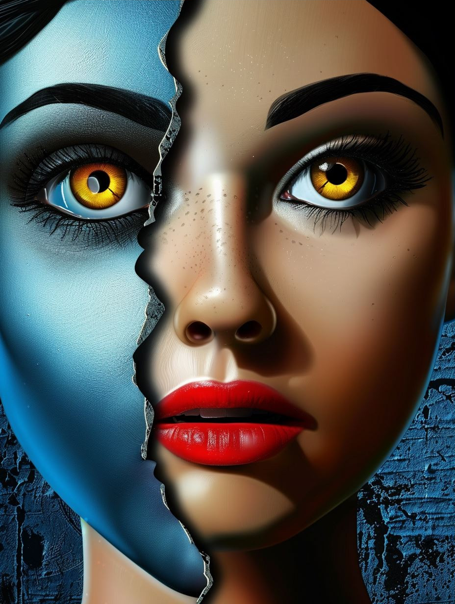 Fragmented Beauty in Surreal Contrast