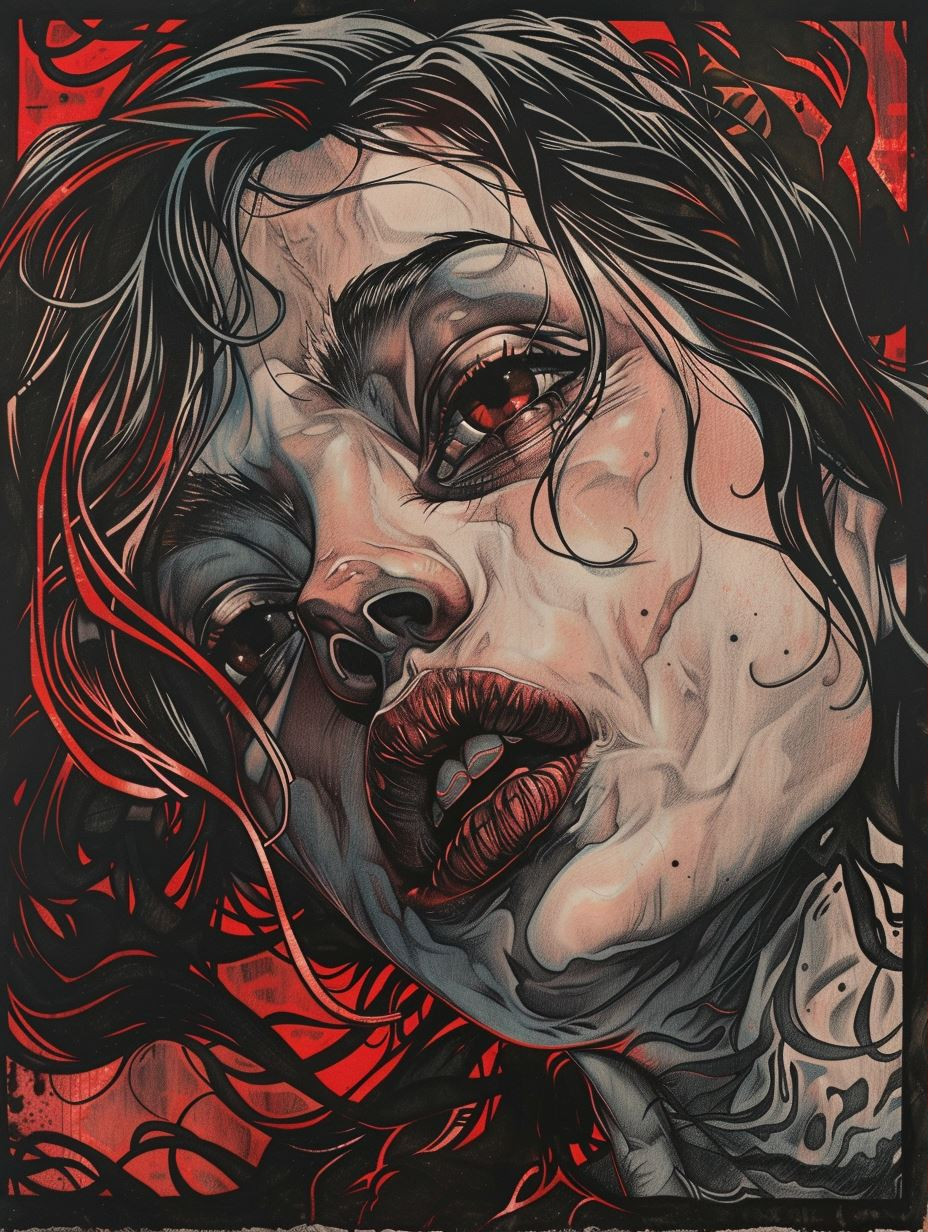 Dark Surrealist Crimson Portrait