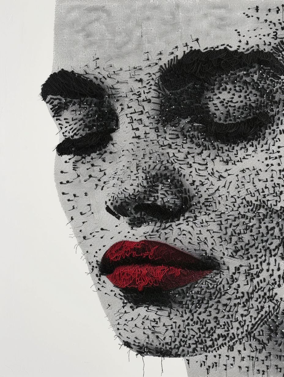 Intricate Stippled Portrait in Ink