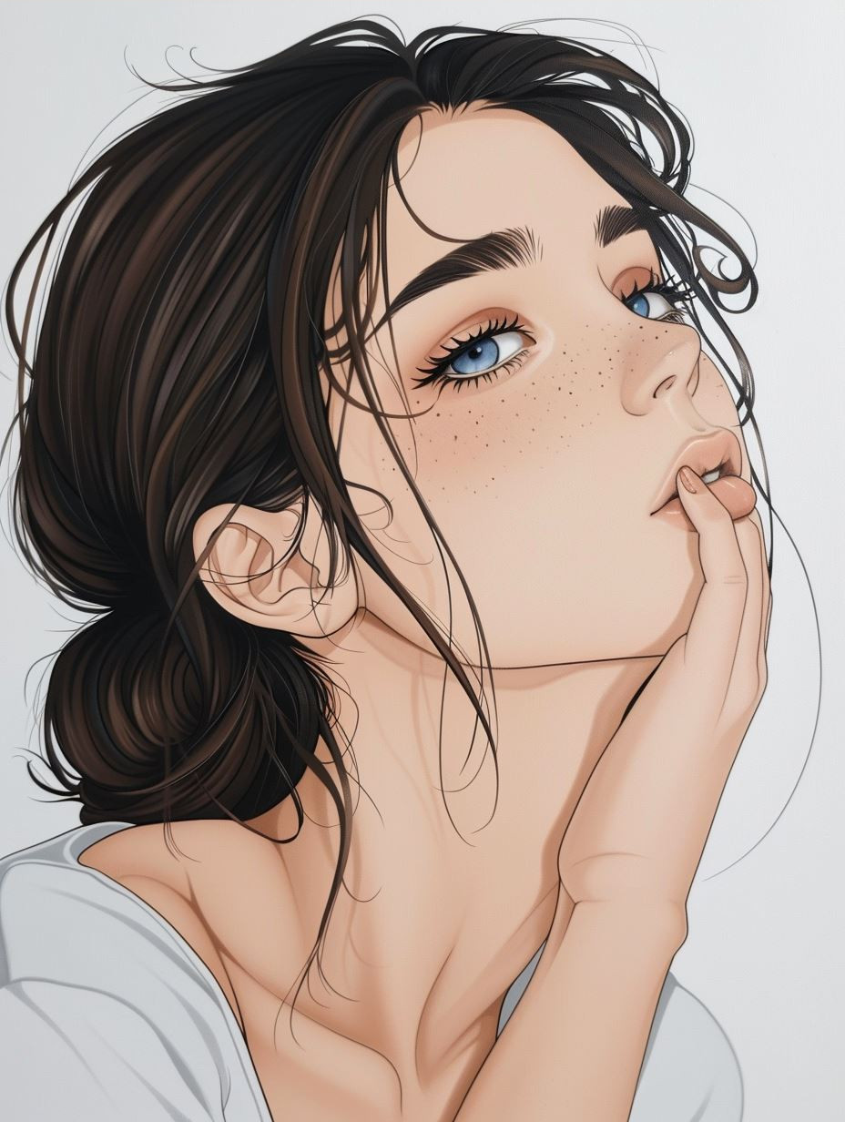 Elegant Monochrome Ink Portrait