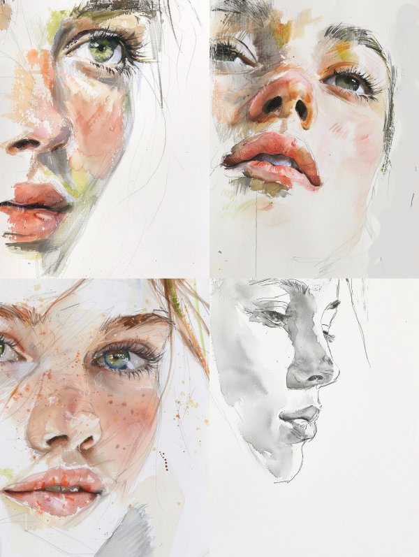 Ethereal Watercolor Portrait Study