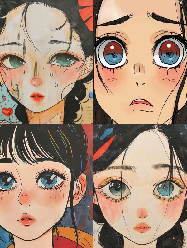 Melancholic Anime Portrait in Ink