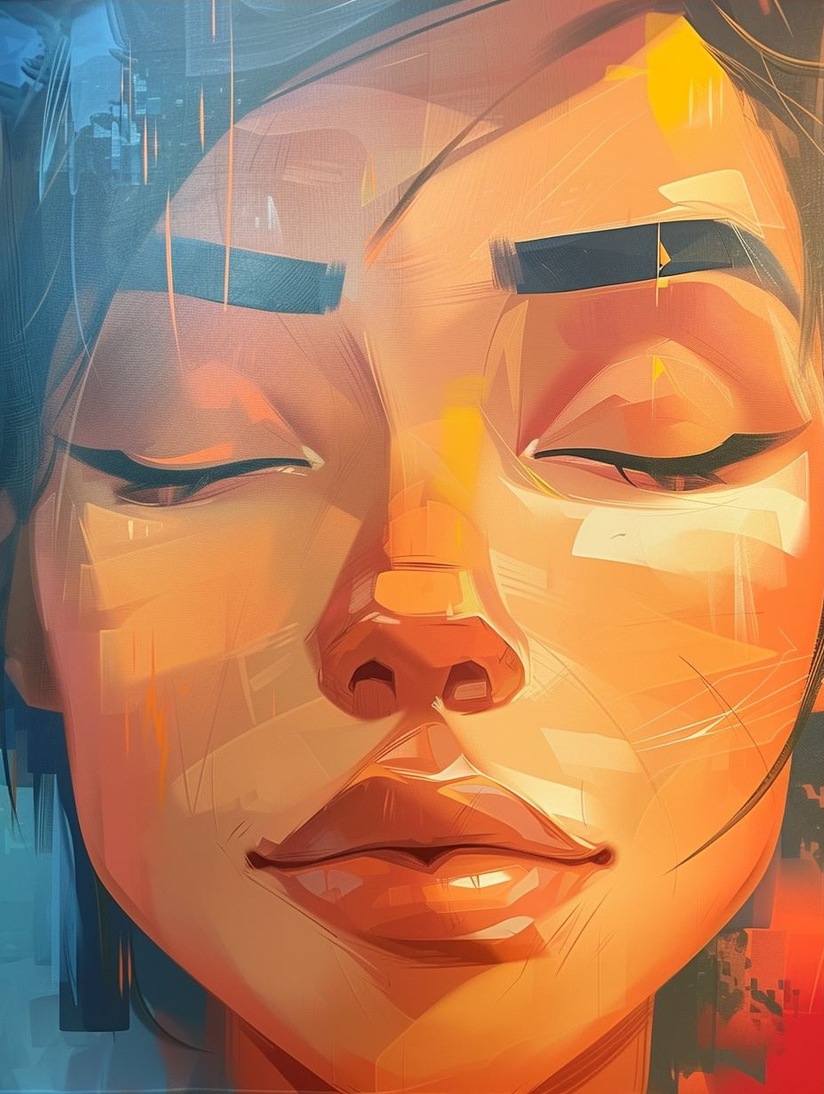 Sun-Drenched Distressed Digital Portrait