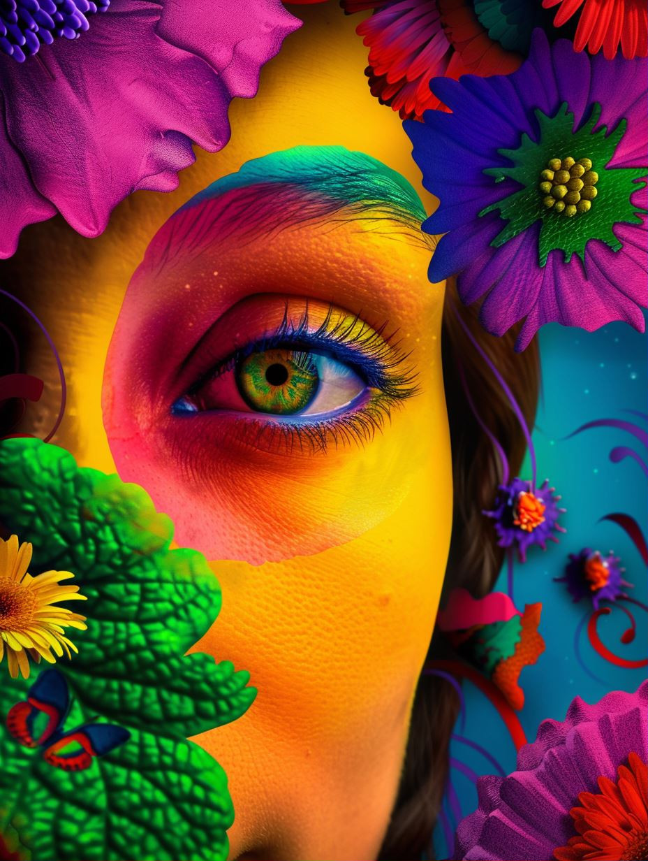 Psychedelic Floral Portrait Vision