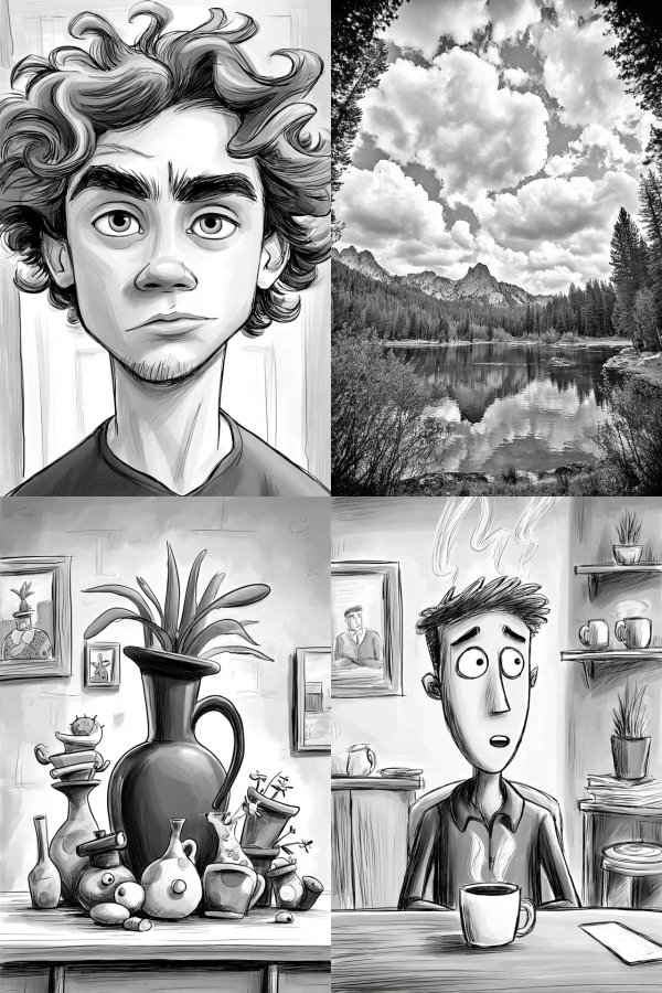 Monochrome Curly Muse