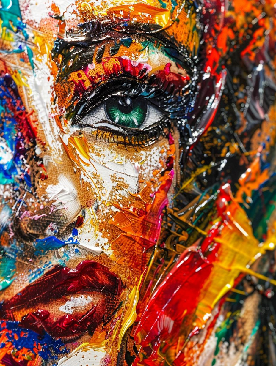 Vibrant Impasto Portrait Gaze