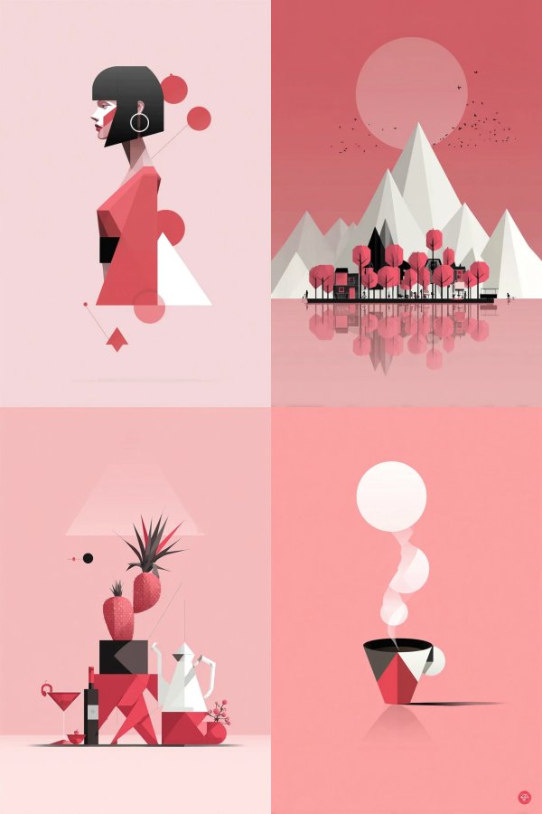 Geometric Crimson Elegance