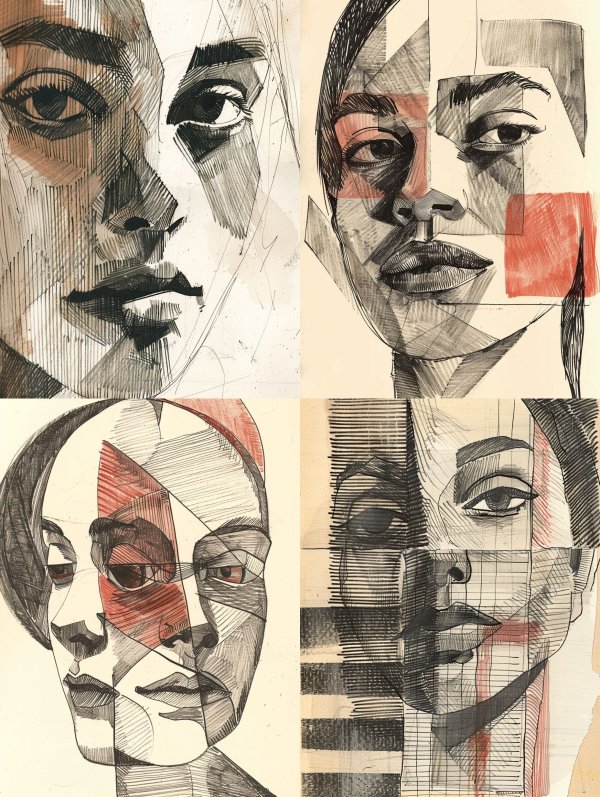 Fragmented Ink Portrait Study
