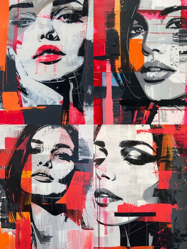 Fragmented Portraits in Bold Contrast