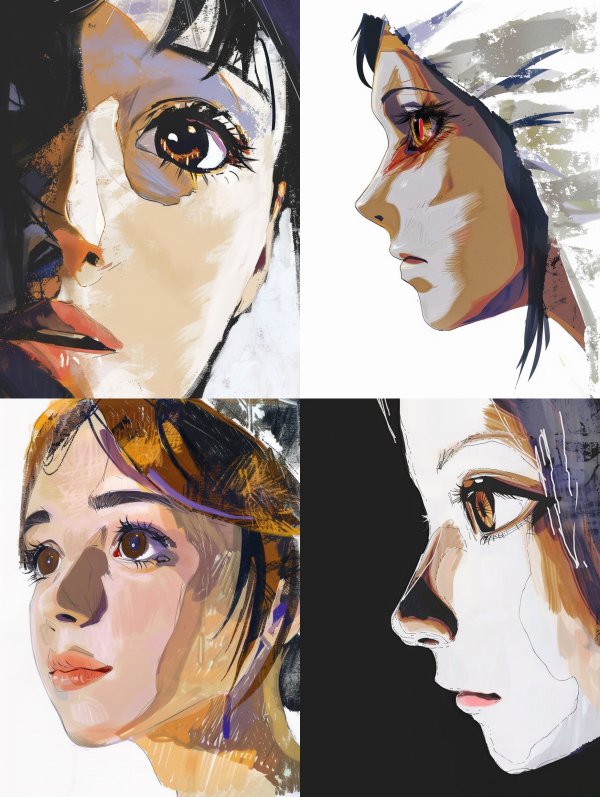 Abstract Digital Anime Portrait