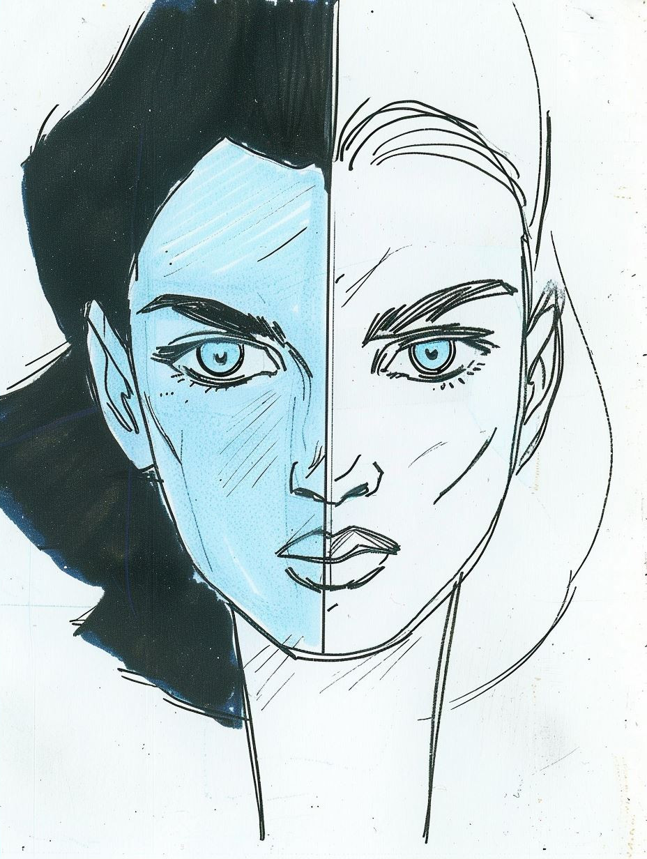 Azure Gaze Comic Illustration