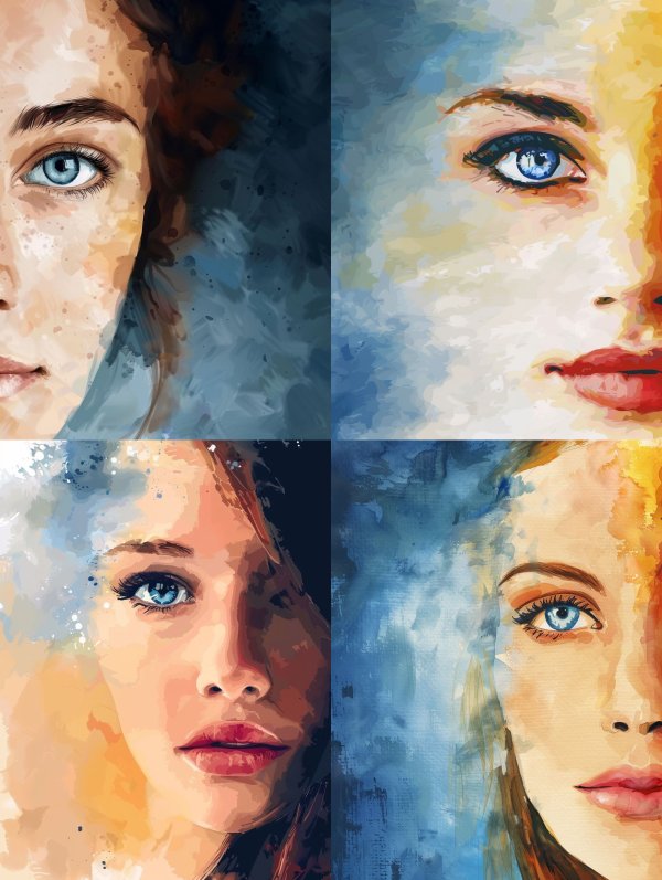 Ethereal Gaze in Watercolor