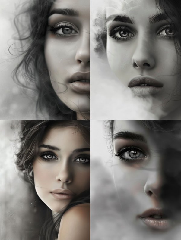 Ethereal Monochrome Gaze Portrait