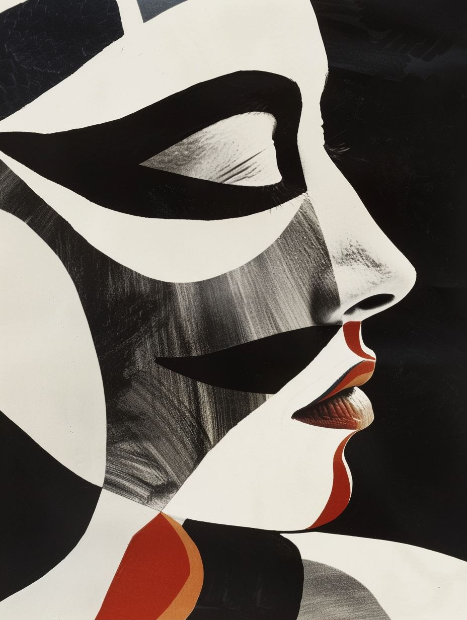 Abstract Monochromatic Facial Study
