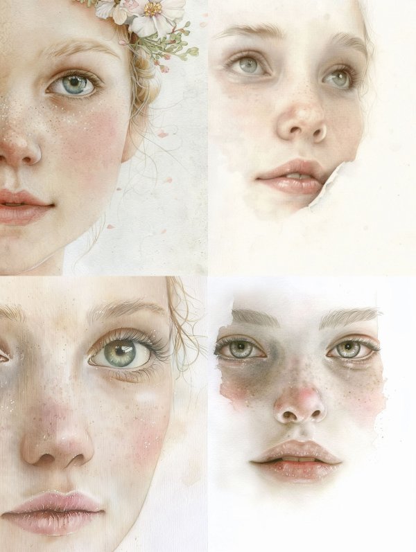 Ethereal Watercolor Floral Portrait