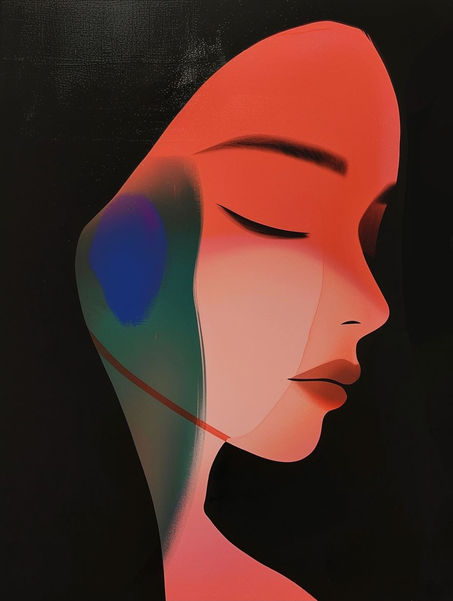 Crimson Dream Minimalist Portrait