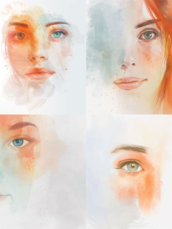 Ethereal Watercolor Portrait Studies