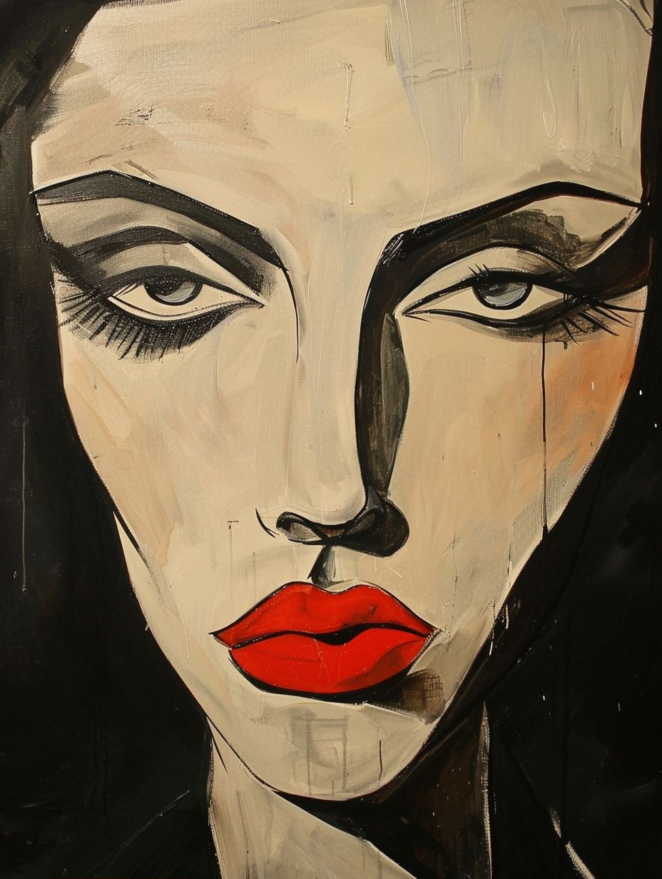 Bold Crimson Modernist Portrait