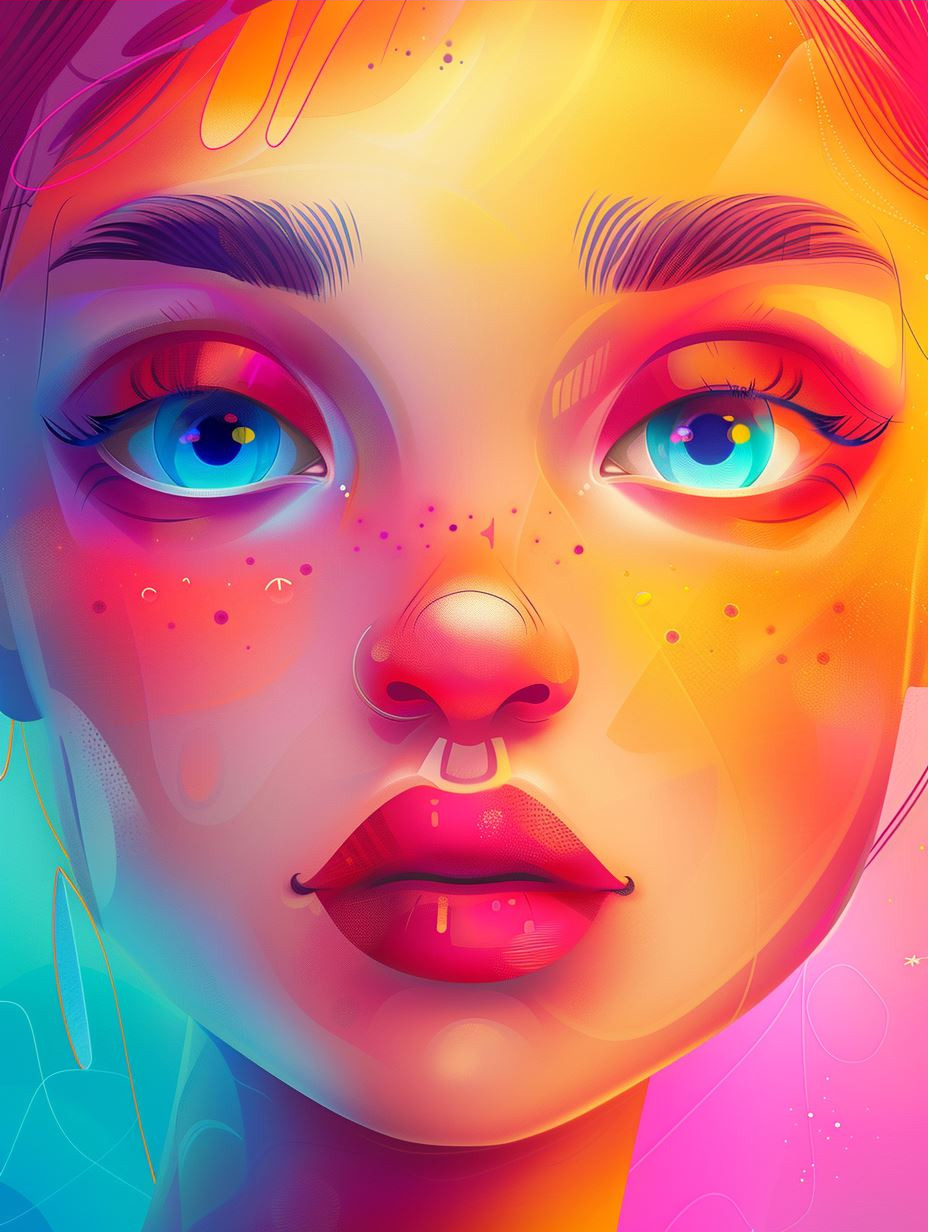 Neon Prism Ethereal Portrait